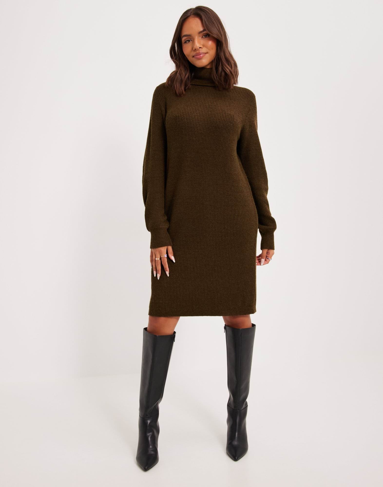 Objmalena L S Knit Aop Dress K Sandshell Pattern Black Swirl