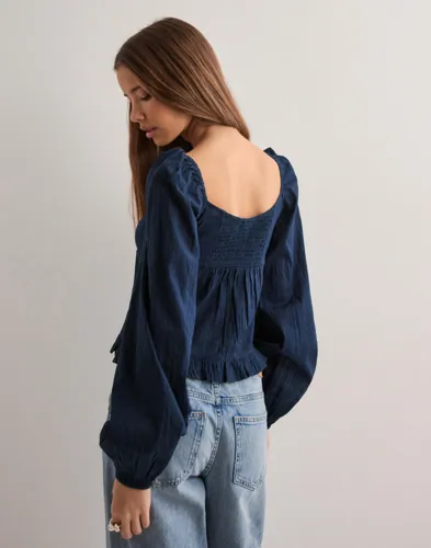Nelly Buttoned Puff Sleeve Blouse blusar dam – bild 3