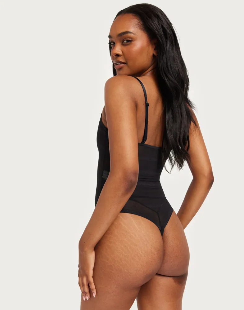 Hukemöller Krystle Lace Bodysuit with Garter Straps | ordstrom