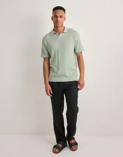 Selected Men Slhmattis Ss Linen Blend Struc Polo Kortärmad piké pikéer herr – bild 2