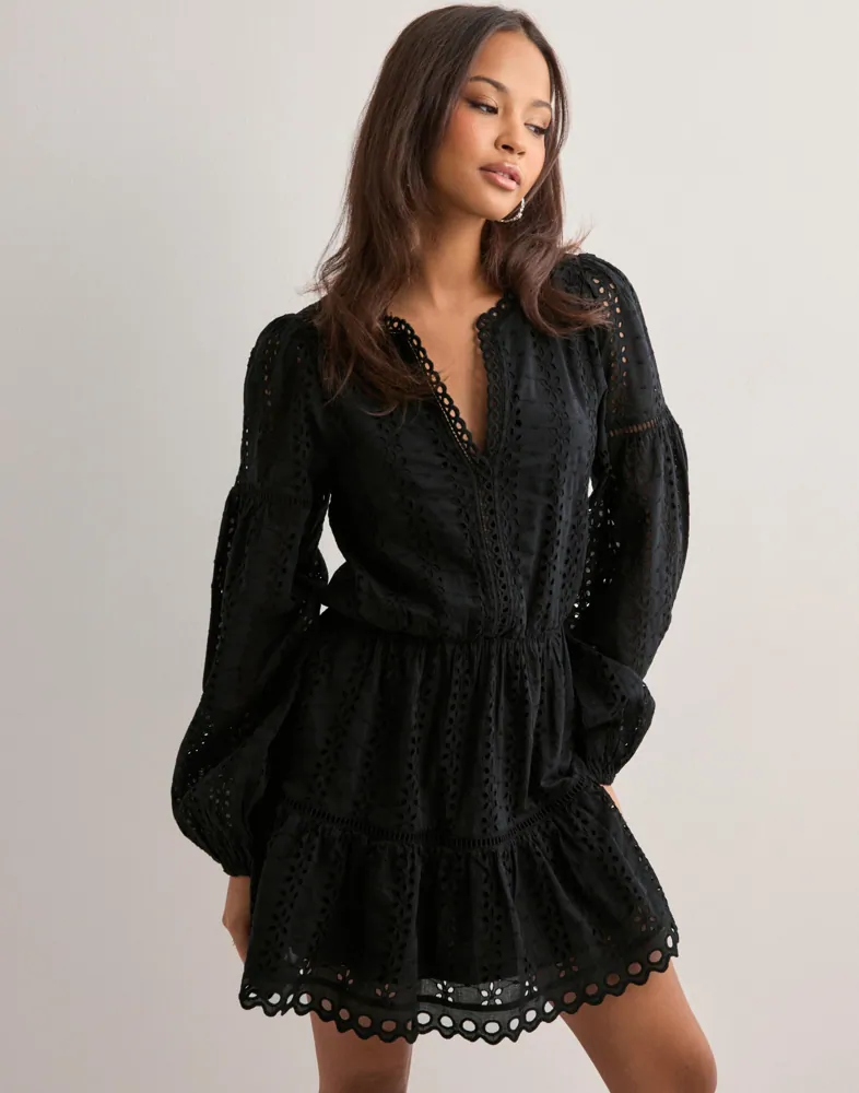 Buy Nelly Embroidered Dress - Black