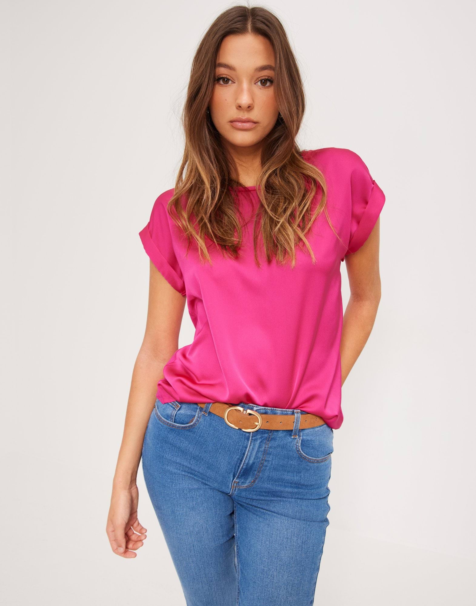 VIELLETTE S/S SATIN TOP/SU - NOOS