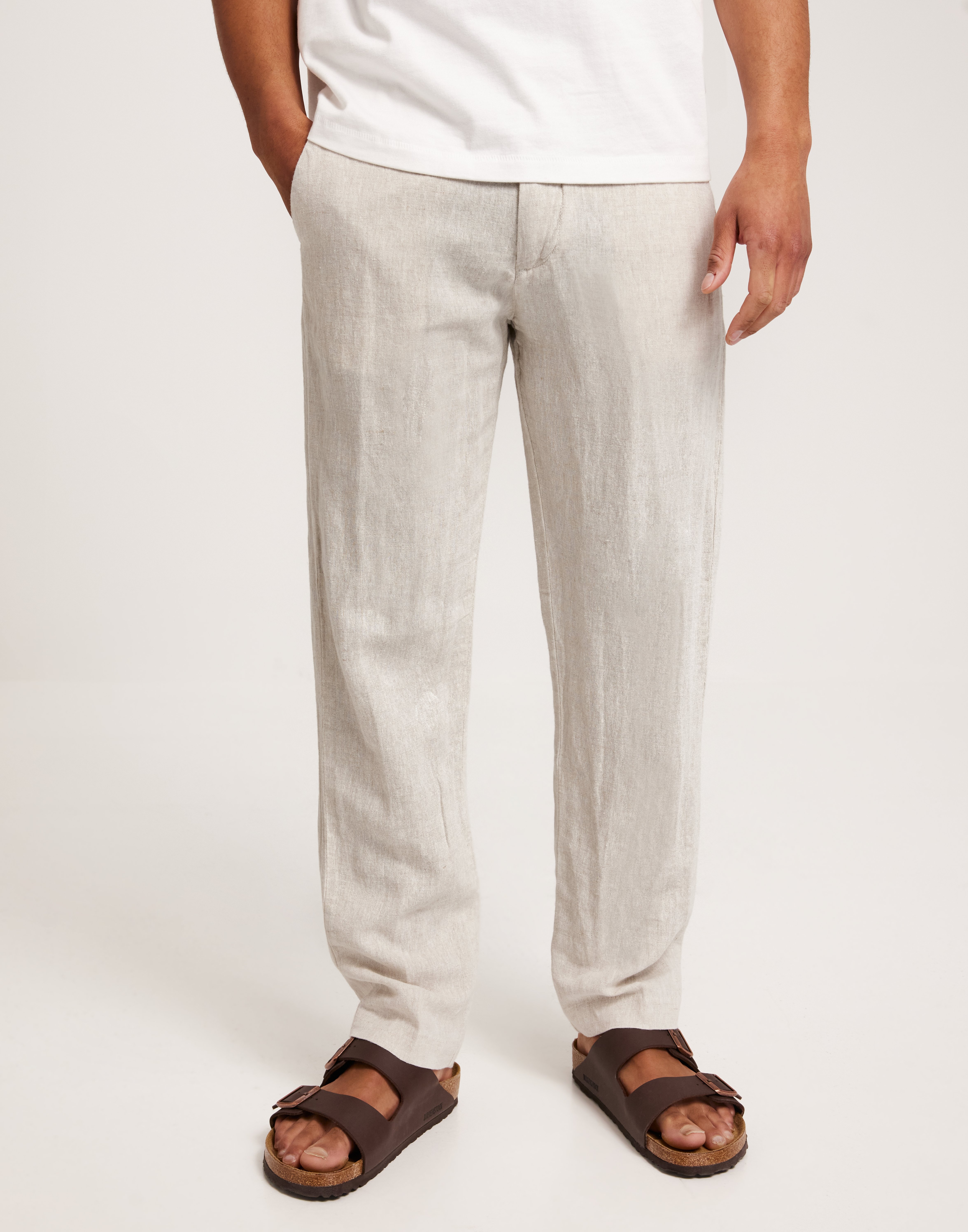 Selected Homme SLH196-Straight Mads Linen Pant Noo Hørbukser Beige