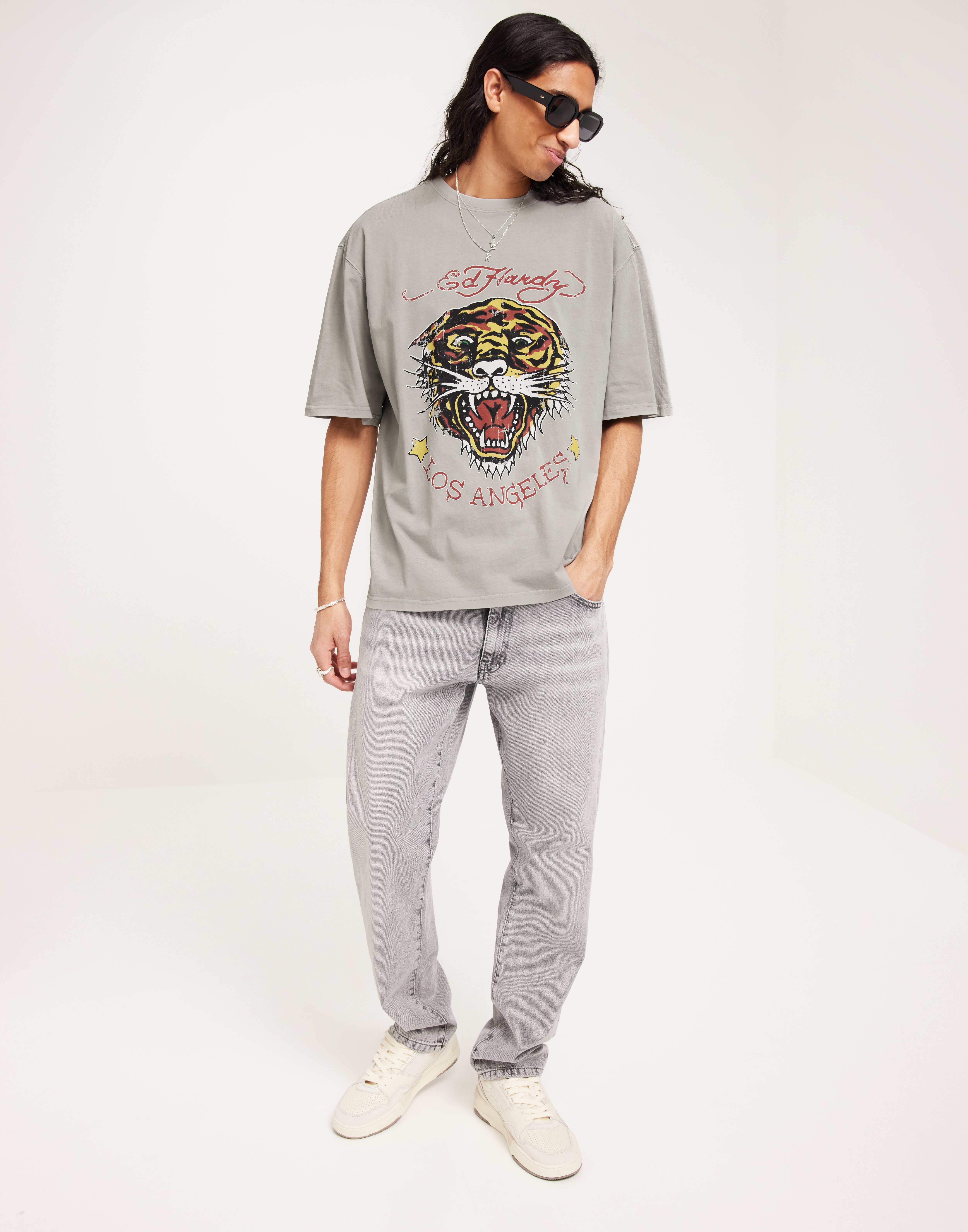 Camisetas Divertidas Hombre Camiseta Ed Hardy LA Tiger Vintage