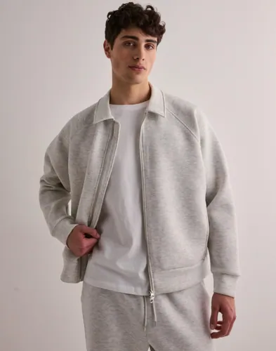 Jack & Jones grå oversize-sweatshirt med hög krage och dragkedja fram