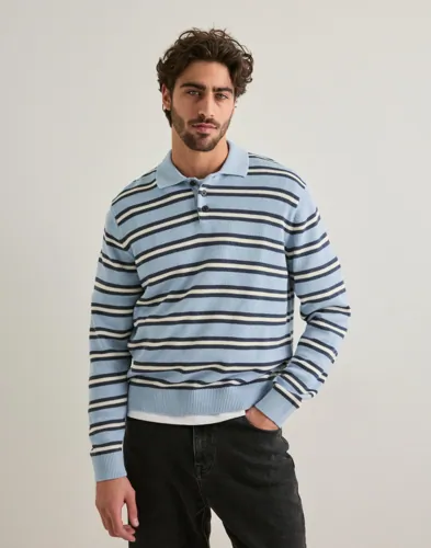 JACK & JONES Jorniagara Knit Stripe Polo Långärmad piké pikéer herr – bild 2