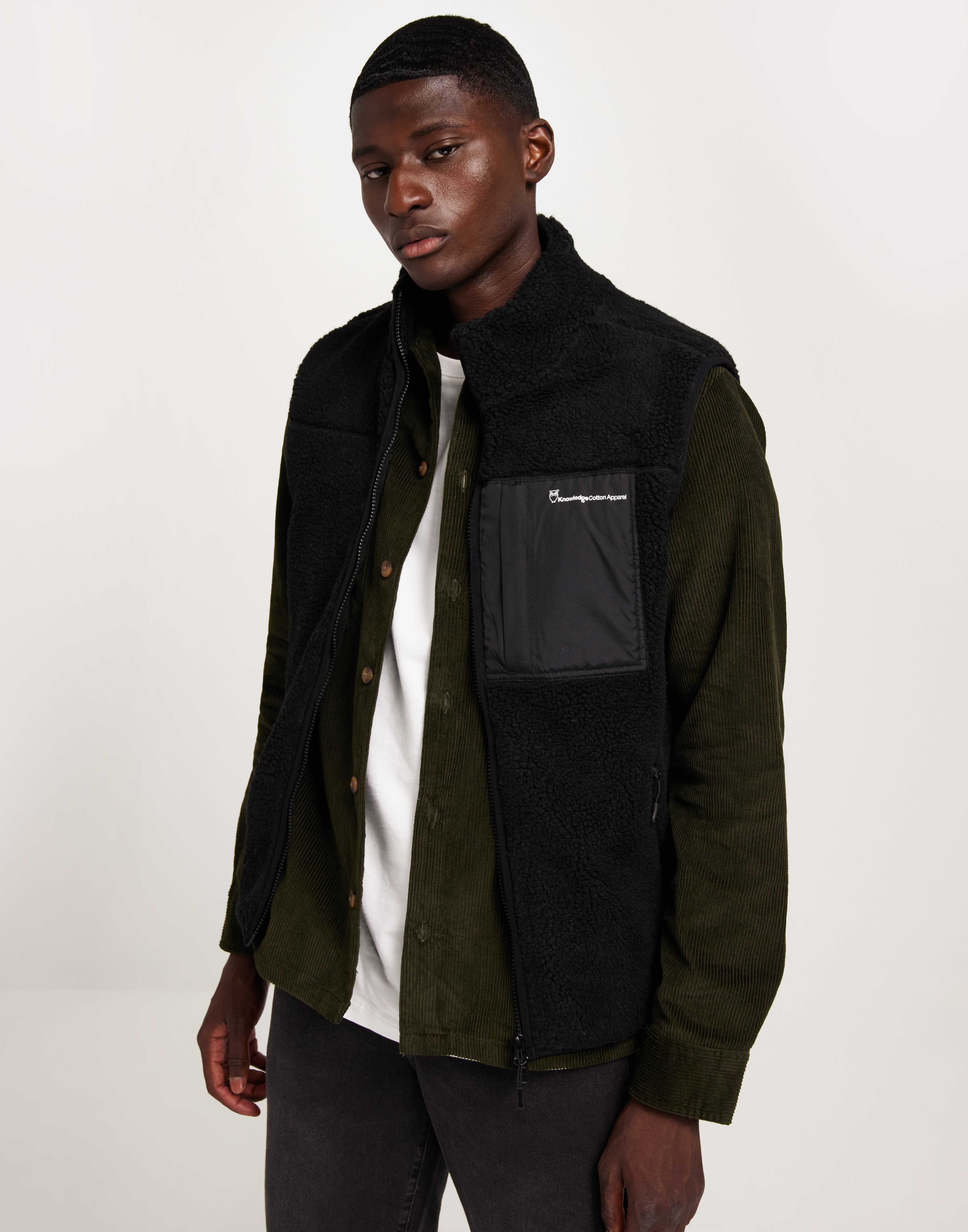 Buy KnowledgeCotton Apparel Teddy fleece vest GRS/Vegan Jet - Main Image