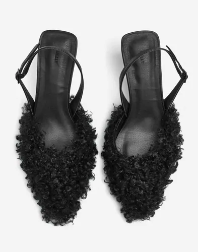 Nelly Faux Fur Slingback sandaler med klack dam – bild 2
