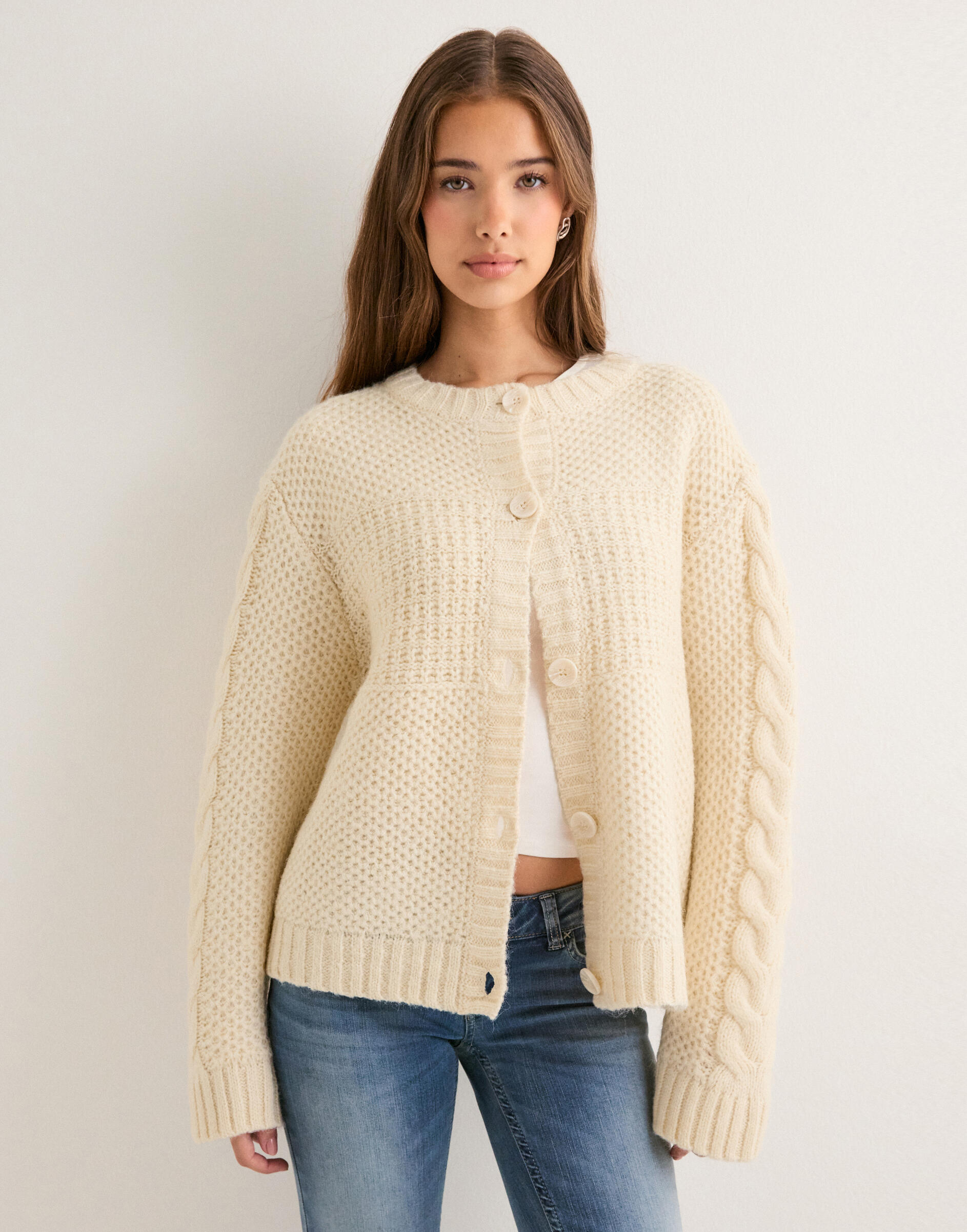 Buy Nelly Volume Knit Cardigan - Brown | Nelly.com