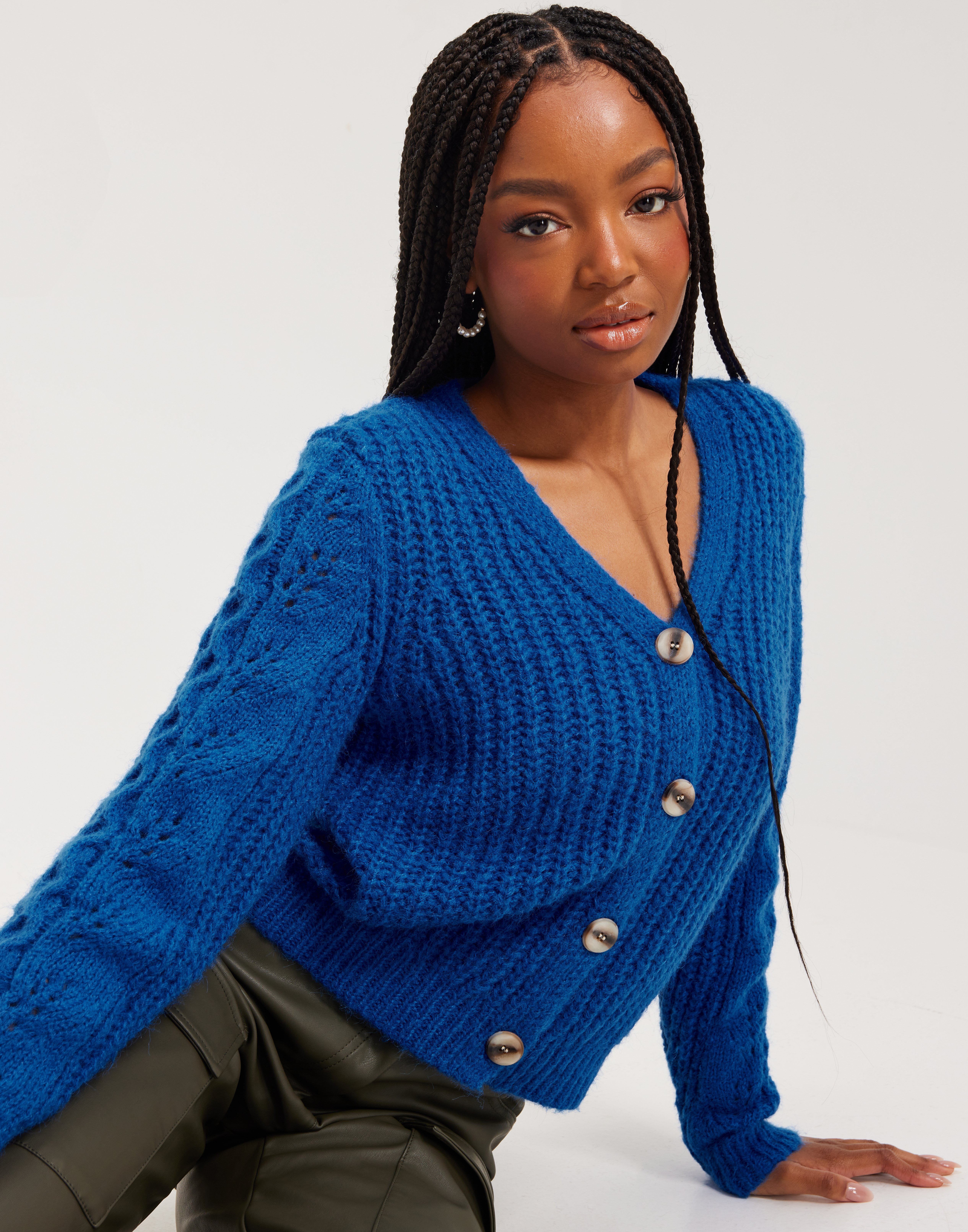 Buy Pieces PCASSANDRA LS KNIT CARDIGAN BF BC - Princess Blue