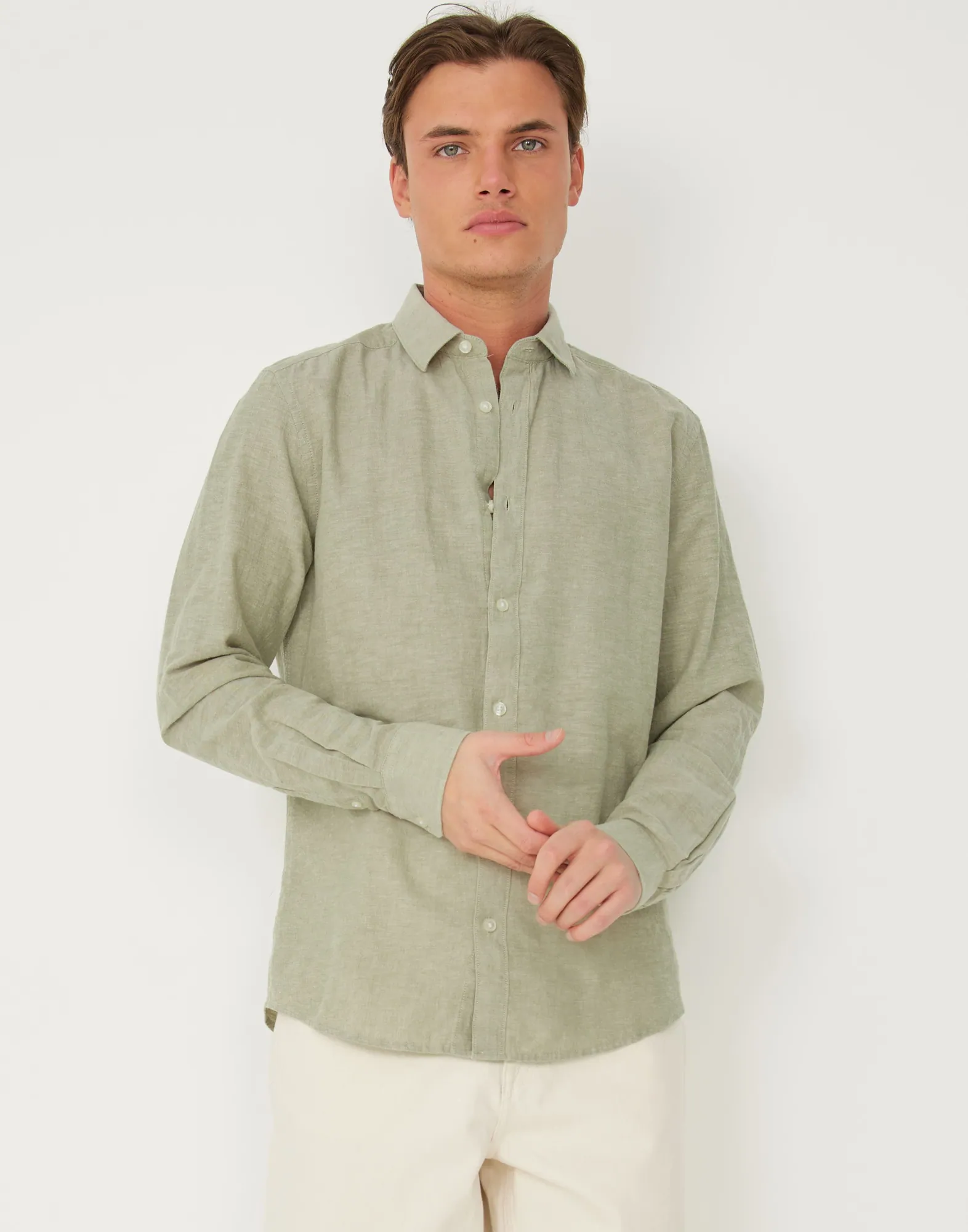 ONSCAIDEN LIFE LS SOLID LINEN SHIRT