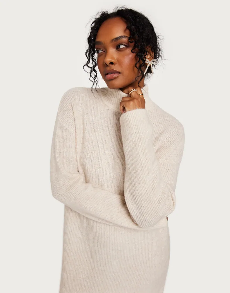 SELECTED FEMME SLFMALINE LS Knit Jurk High Neck NOOS, Kalamata/Detail: melange, L