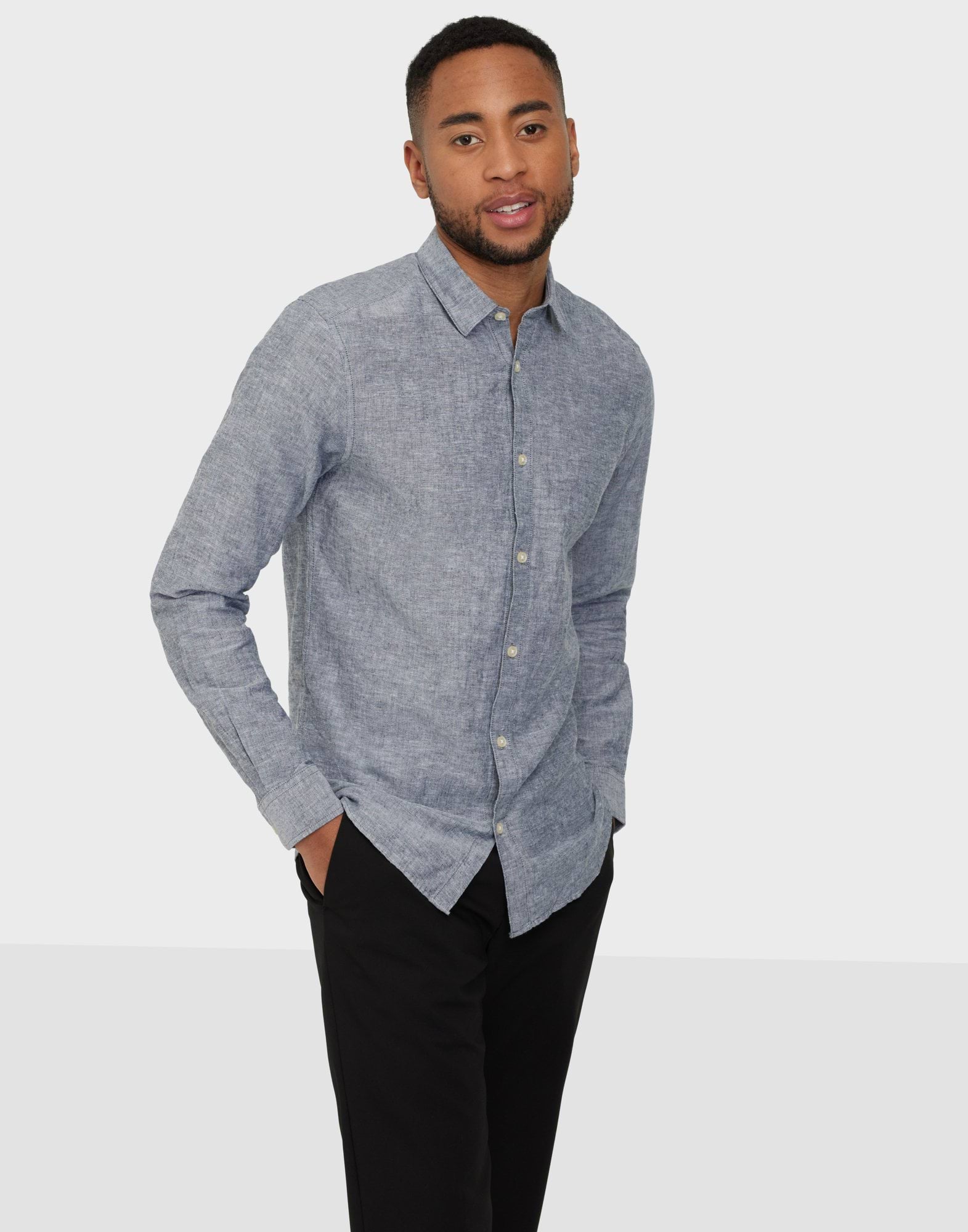 ONSCAIDEN LIFE LS SOLID LINEN SHIRT