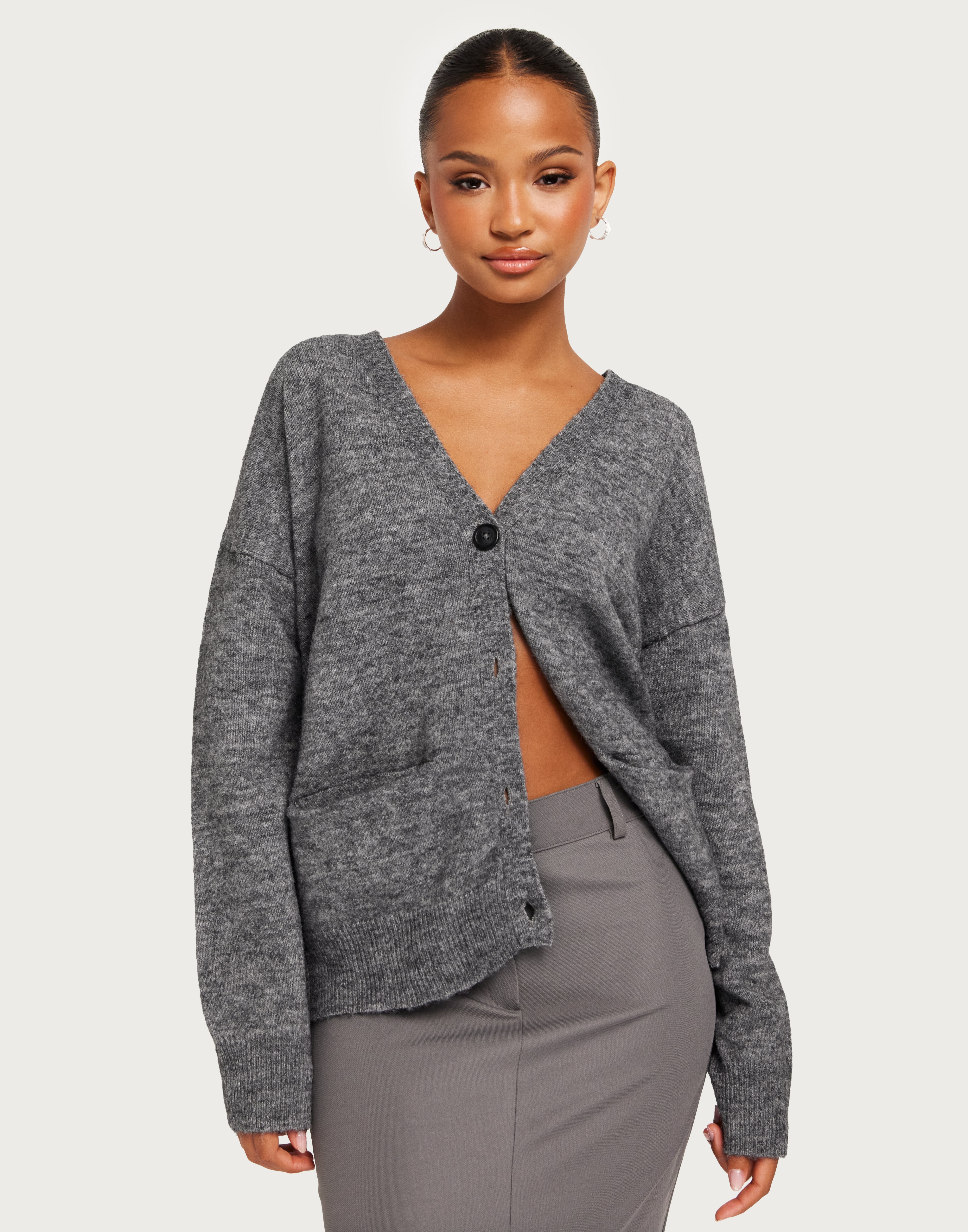 OBJECT - Grå - Objminna L/S Knit Cardigan Noos