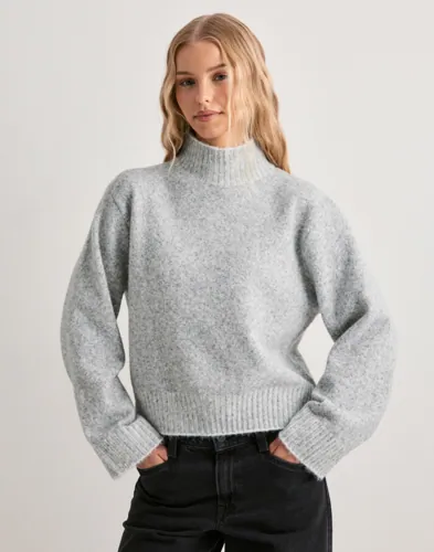 Nelly - Grå - Contrast Turtle Neck Knit Sweater