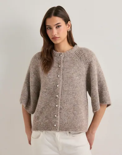 Neo Noir - Beige - Amaya Fluffy Knit Cardigan