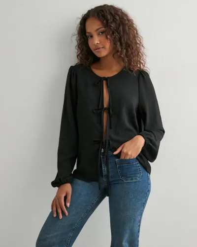 Pieces - Sort - Pctiffany Ls Tie Top Wvn Noos Bc