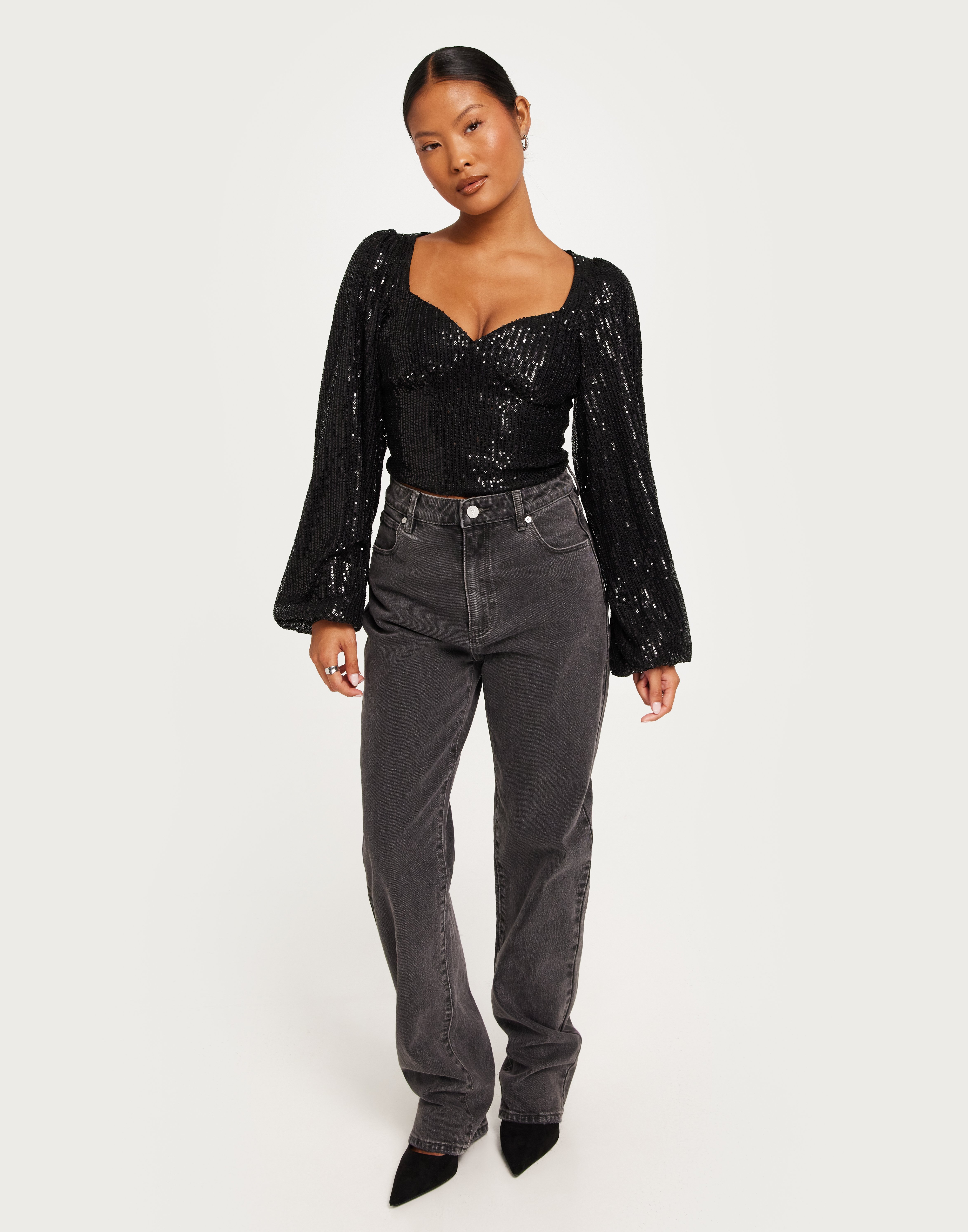 Nelly ブラック Buy Nelly Sparkle Heart Shaped Top - Black | Nelly.com