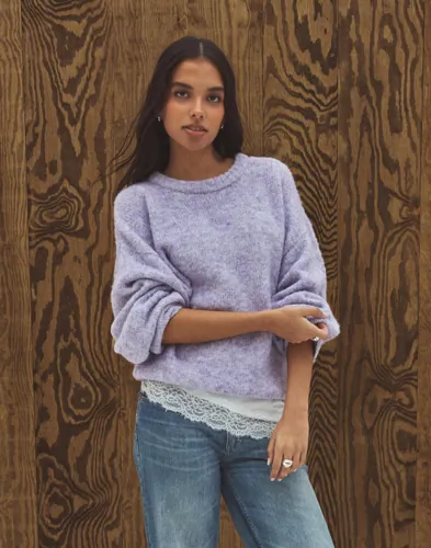Nelly - Lilla - Fuzzy Knit Sweater
