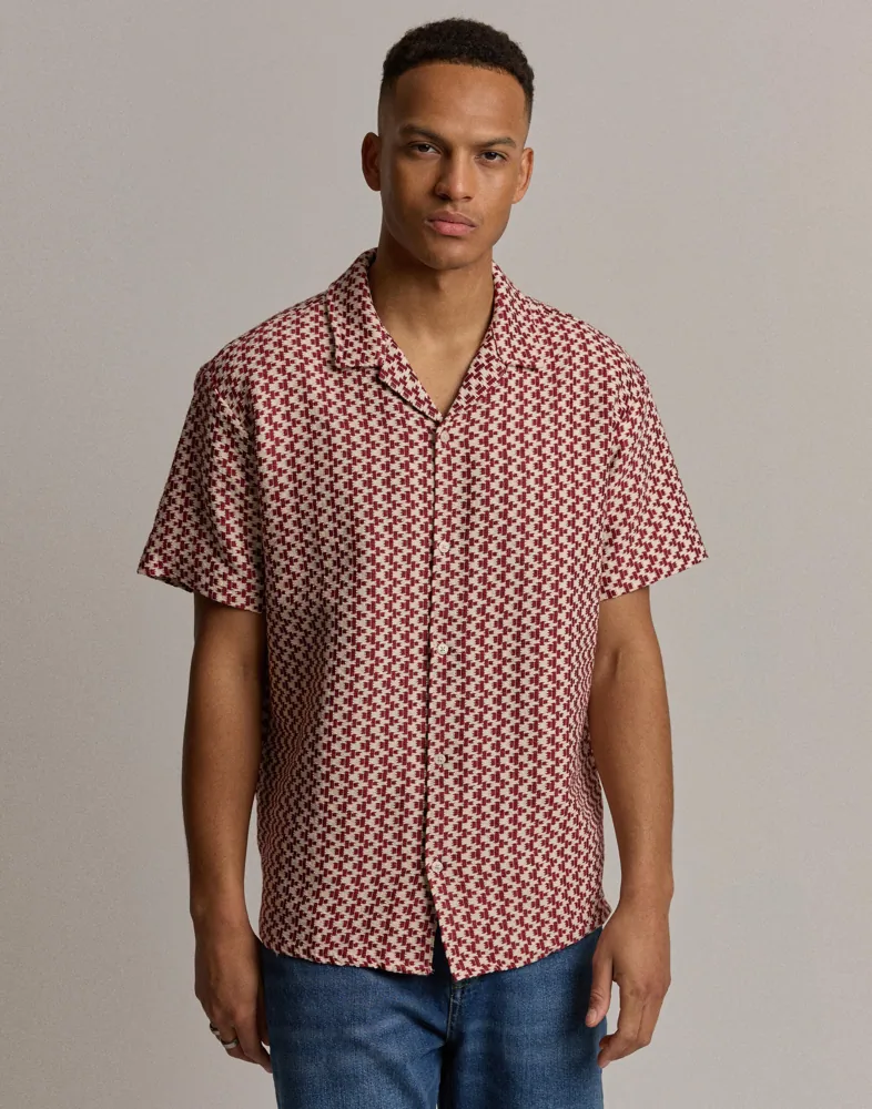 Jormontauk Crochet Shirt Ss SA26 Ln Mönstrade skjortor
