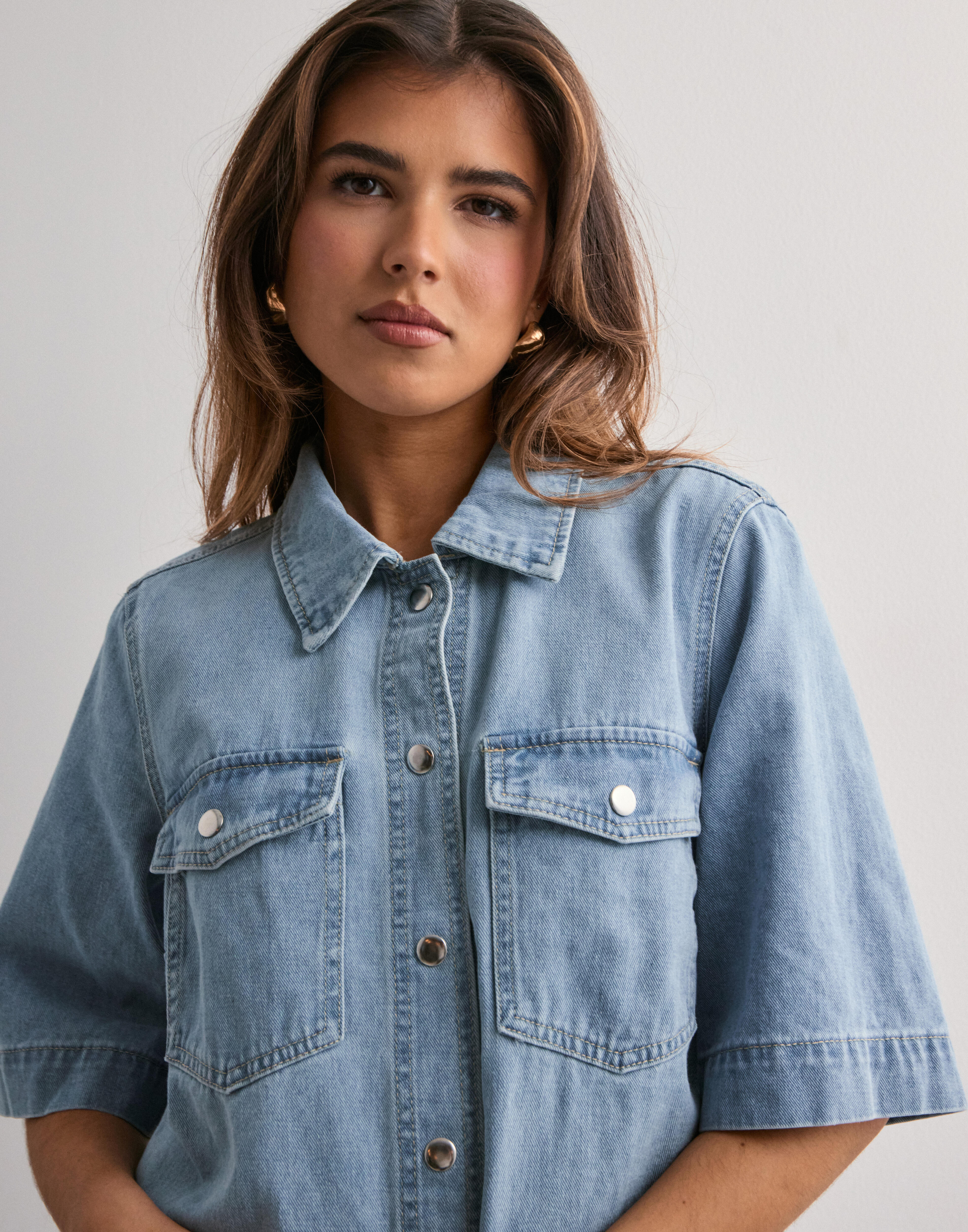 ONLY Dames Onlbelle S/S Shirt DNM Gua Noos, blauw (light blue denim), L