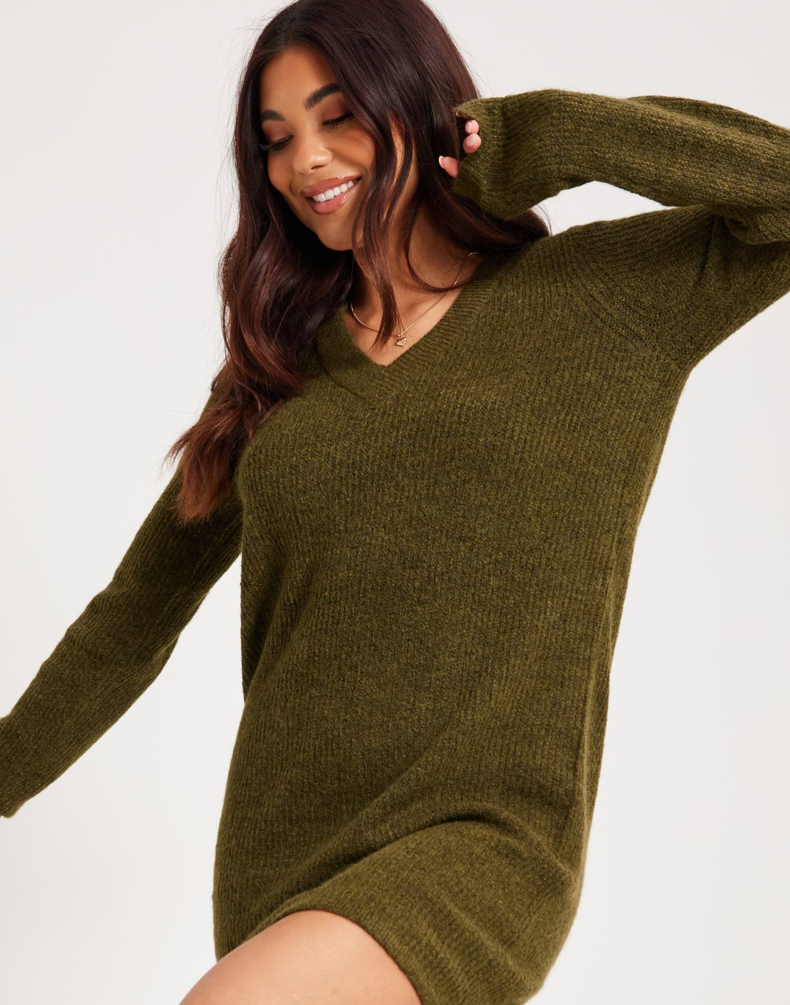 PCELLEN LS V-NECK KNIT DRESS NOOS B