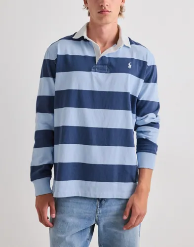 Blå långärmad rugbytröja från Polo Ralph Lauren med knappförsedd krage