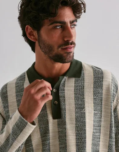 LES DEUX Bowie Jacquard Jersey LS Polo Långärmad piké pikéer herr – bild 3