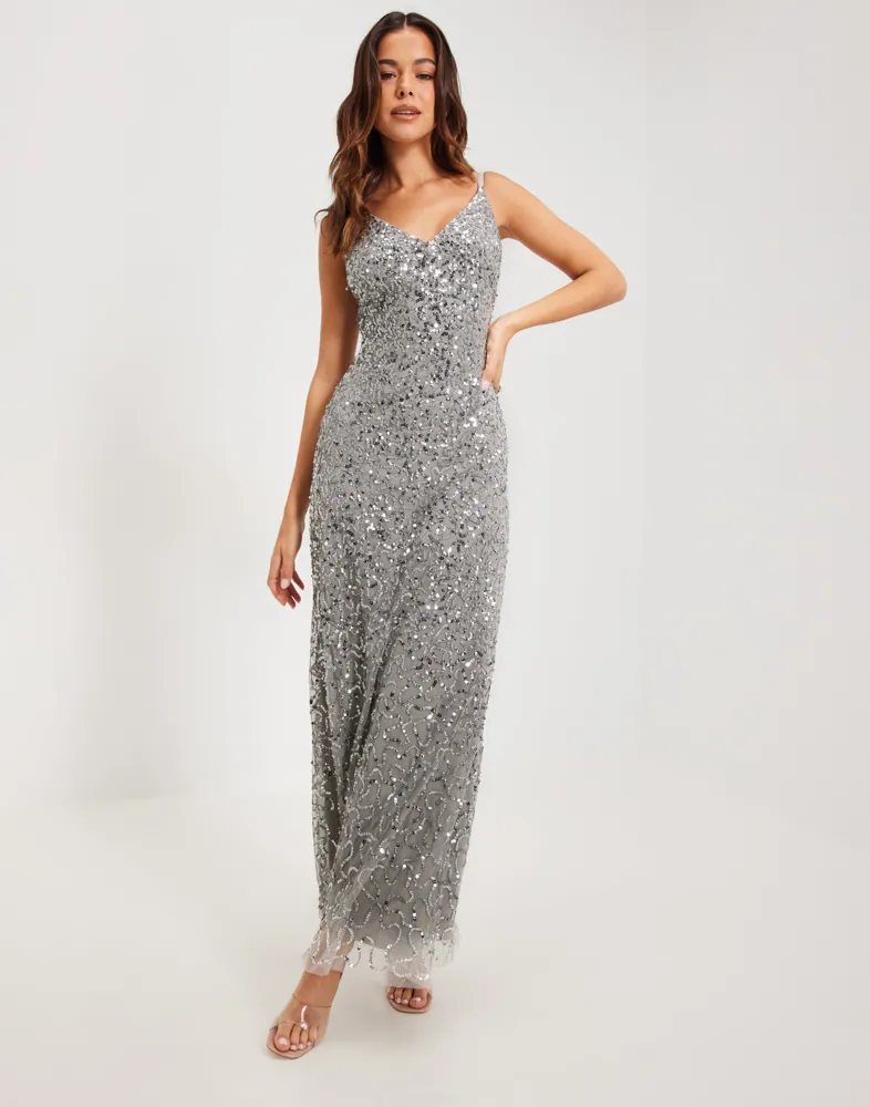 Buy Maya ALL OVER CONTRAST EMBELLISHED CAMI MAXI DRESS Silver