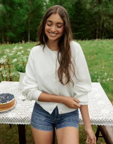 Nelly - Hvid - Fuzzy Knit Cardigan