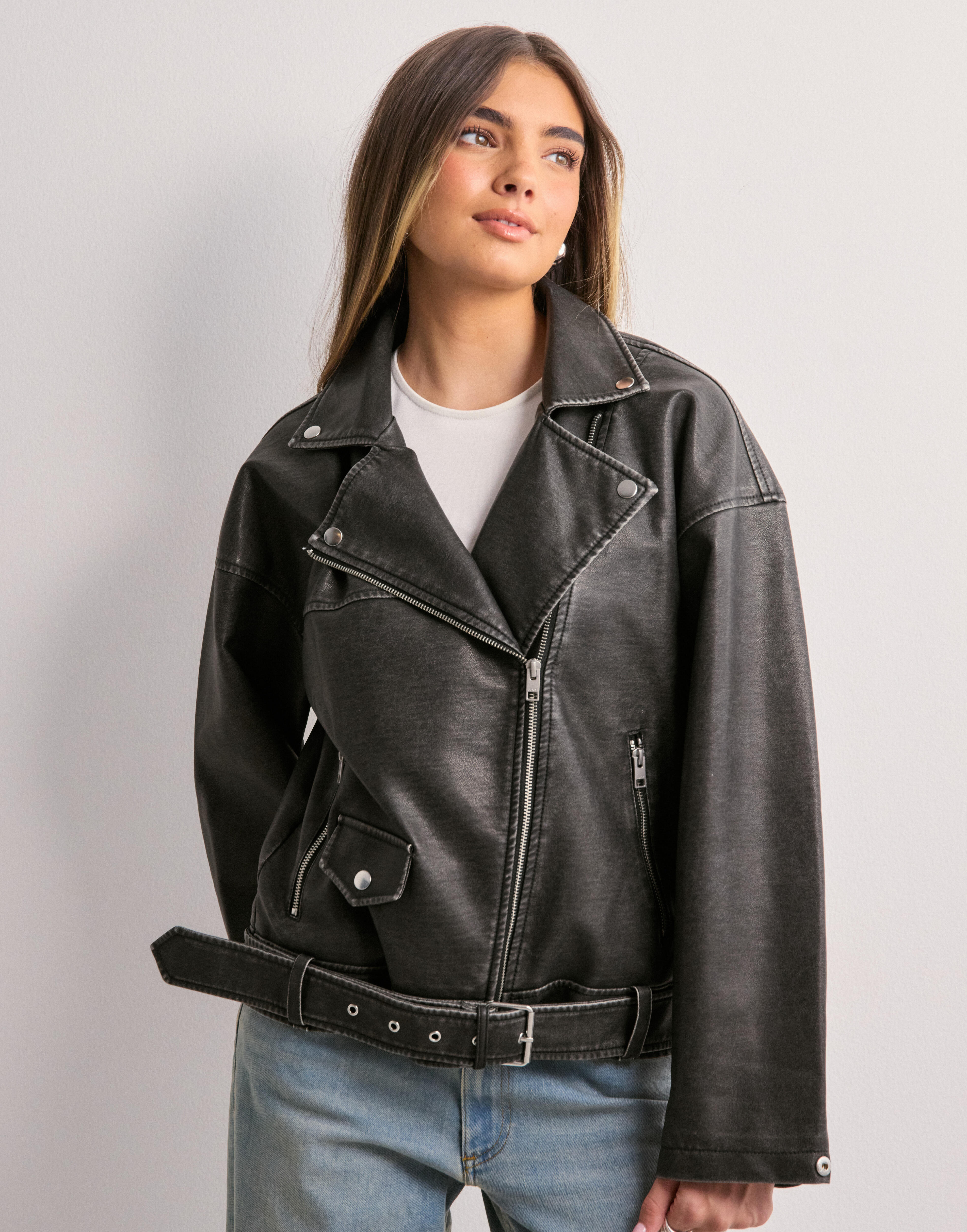 Buy JJXX JXFRIDA WASHED BIKER JKT OTW LN - | Nelly.com