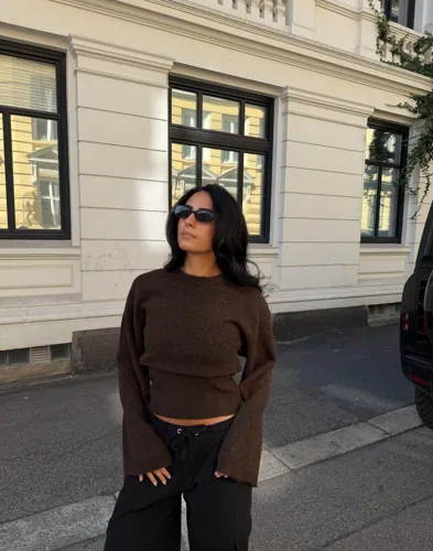 Nelly - Brun - Tight Waist Knit Sweater
