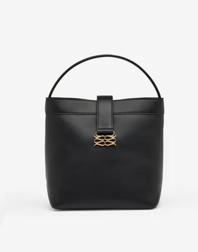 Malina - Svart - Monogram Leather Bucket Bag
