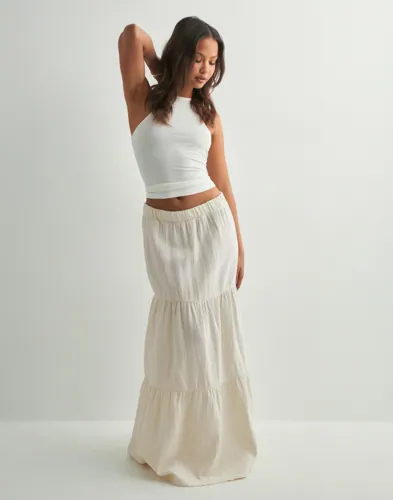 Pieces - Hvid - Pcsikka Hw Maxi Skirt Wvn Noos