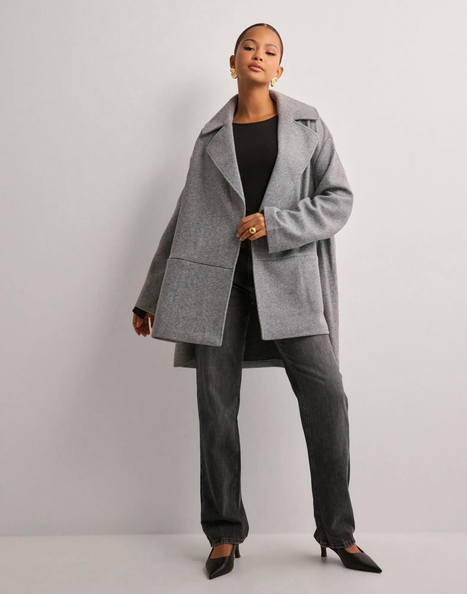 Buy Only ONLNANCY LIFE LOOSE COAT CS OTW Medium Grey Melange
