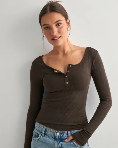 Pieces - Brun - Pckitte Ls Top Noos Bc