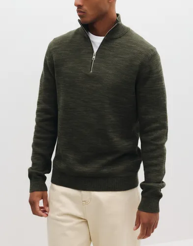 Selected Men Slhdane Ls Knit Structure Half Zip Half zip Grön