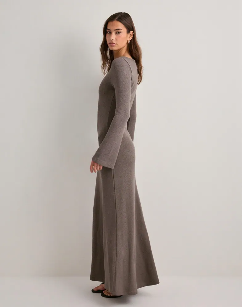 knee length dresses for ladies Rhapsody Long Sleeve Knit Maxi Dress | Navy | Womens main image 1