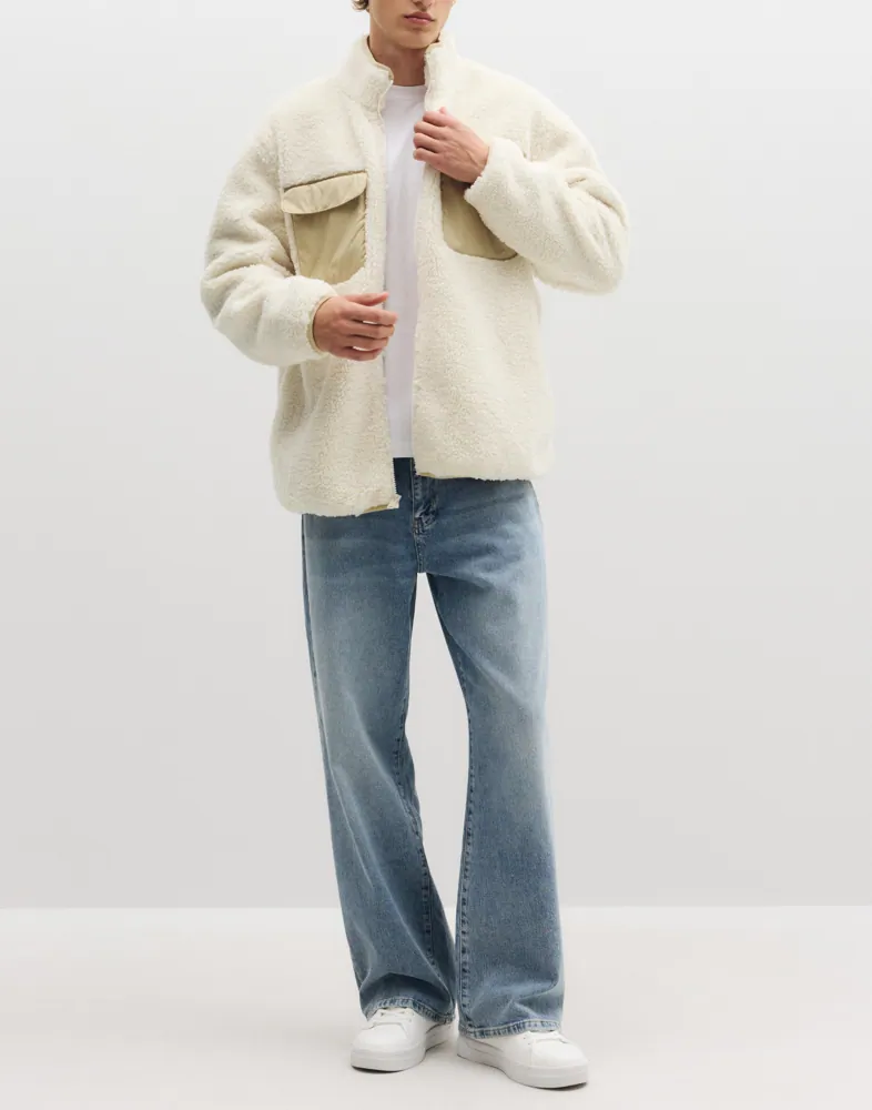 LEVIS ® Campo Sherpa Jacket Oatmeal Fleecejackor herr – bild 2