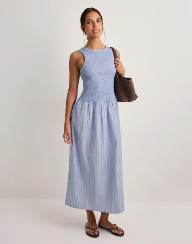 Vero Moda - Blå - Vmleya Sl 7/8 Stripe Smock Dress Wv