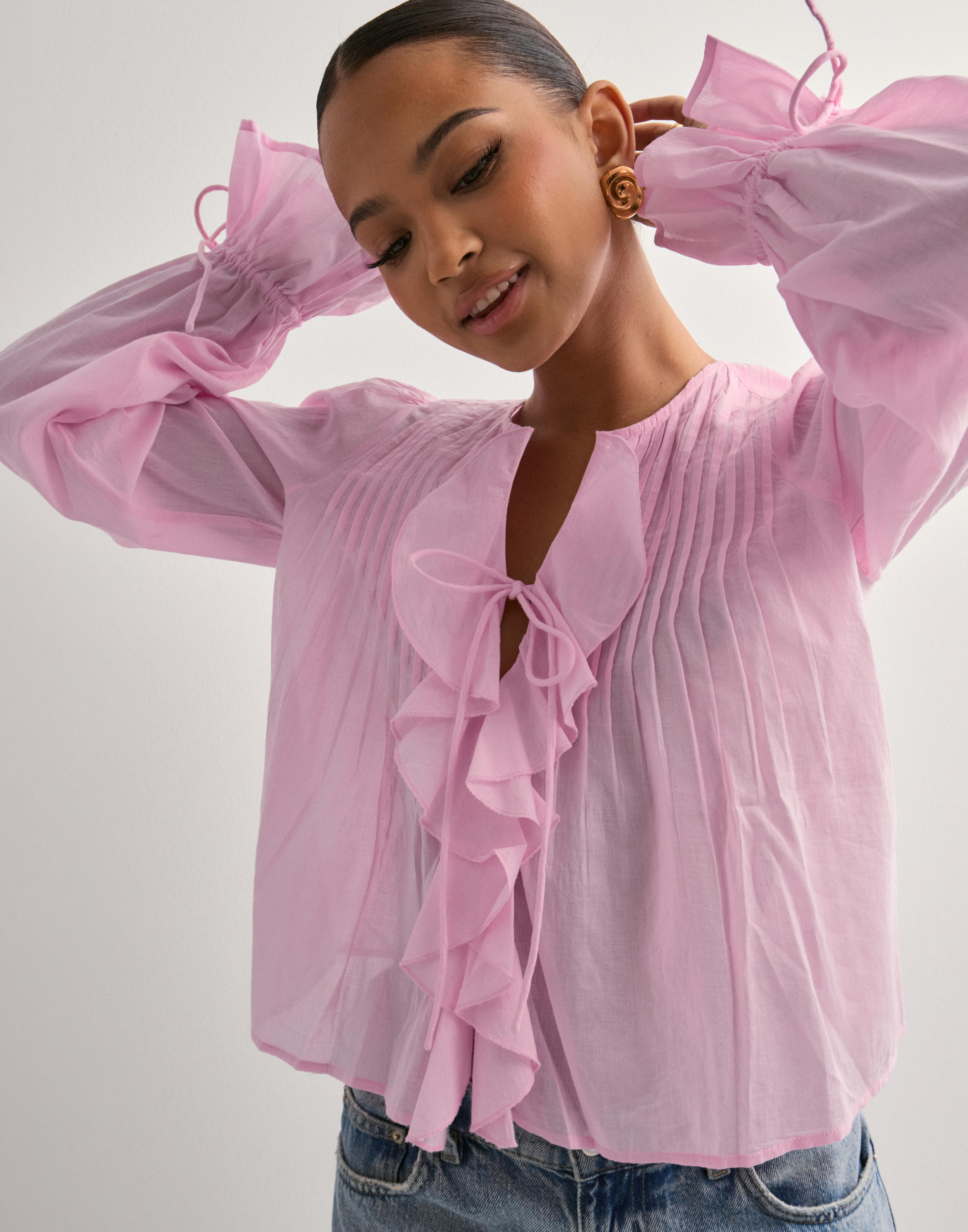 epine エピヌ all tulle frill blouse pink épine epine all tulle frill blouse pink