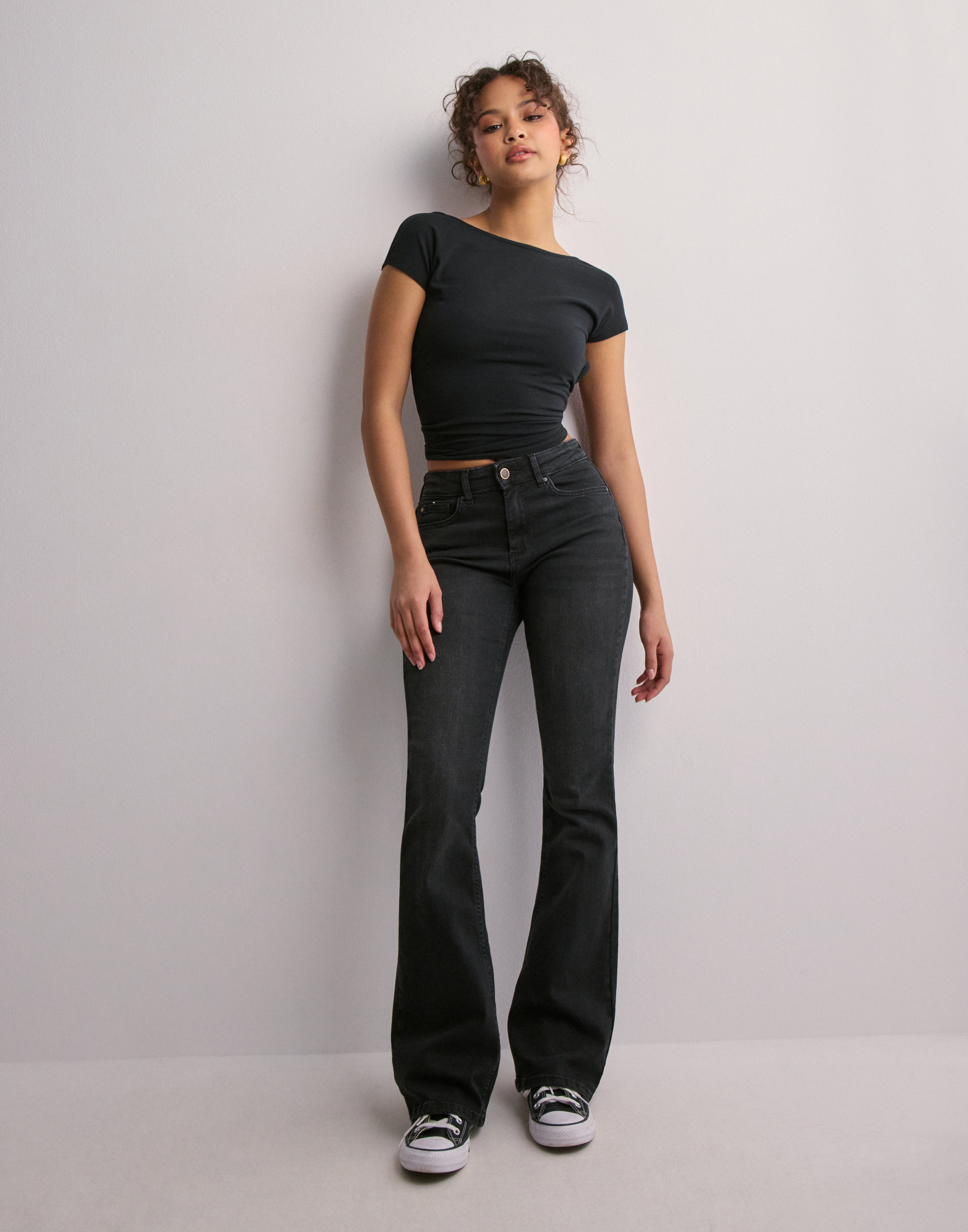 ONLY Onlblush Mid Flared Dnm Tai1099 Noos Stretch Jeans voor dames, Delavé zwart