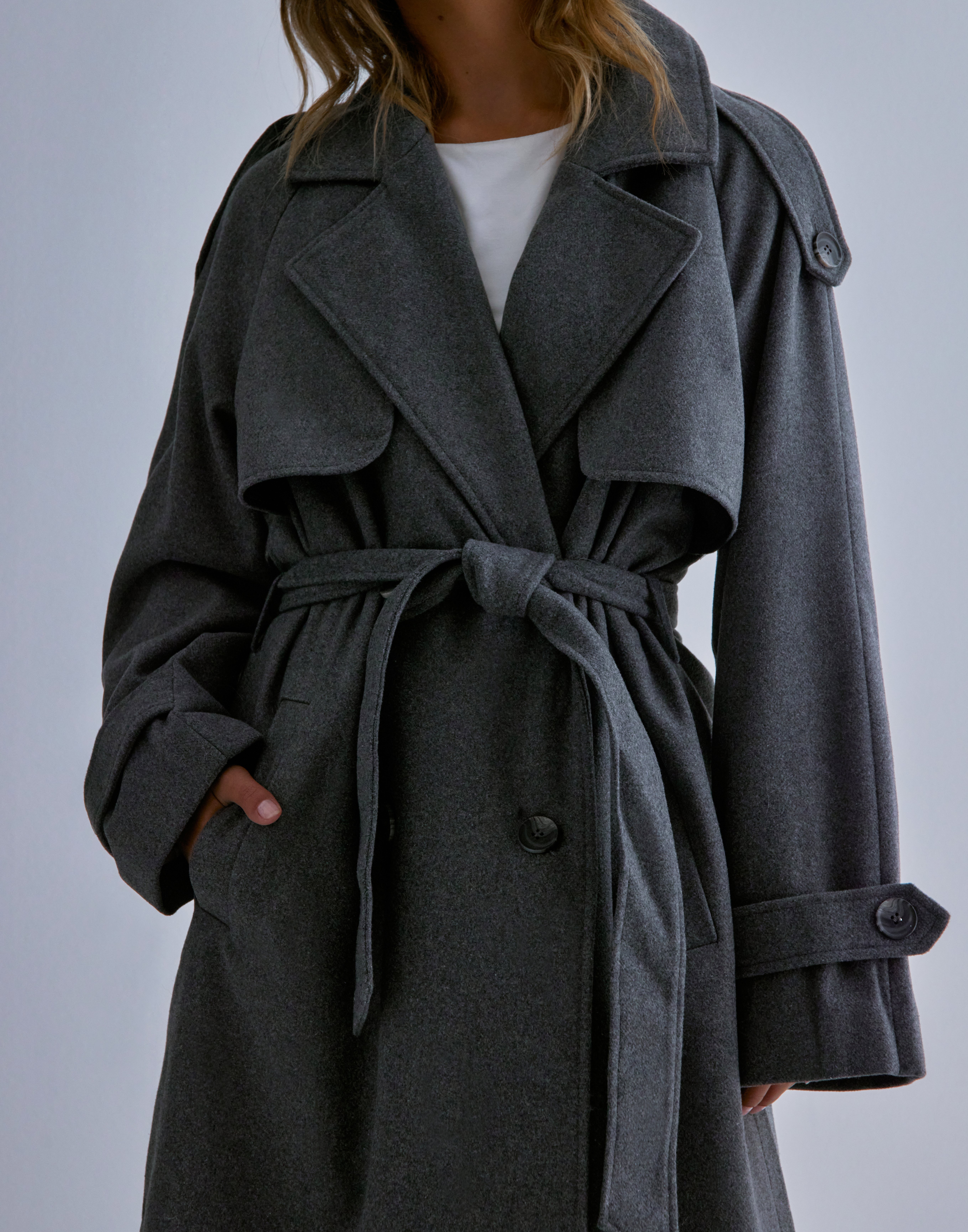 ブルーム&ブランチ　Phlannel Wool Mesh Coat Double Face Felted Wool Oversized Coat — Military – La Garçonne