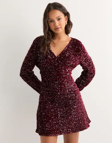 Pieces - Rød - Pckam Ls V-Neck New Dress Jrs Bc