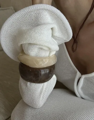 Muli Collection - Beige - Resin Bangle Bracelet