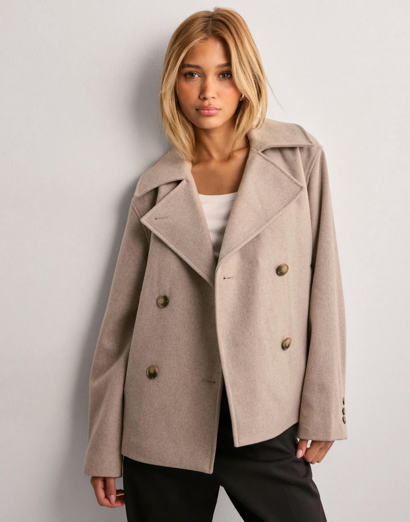 Buy Selected Femme SLFALMA SHORT WOOL JACKET NOOS - Sandshell
