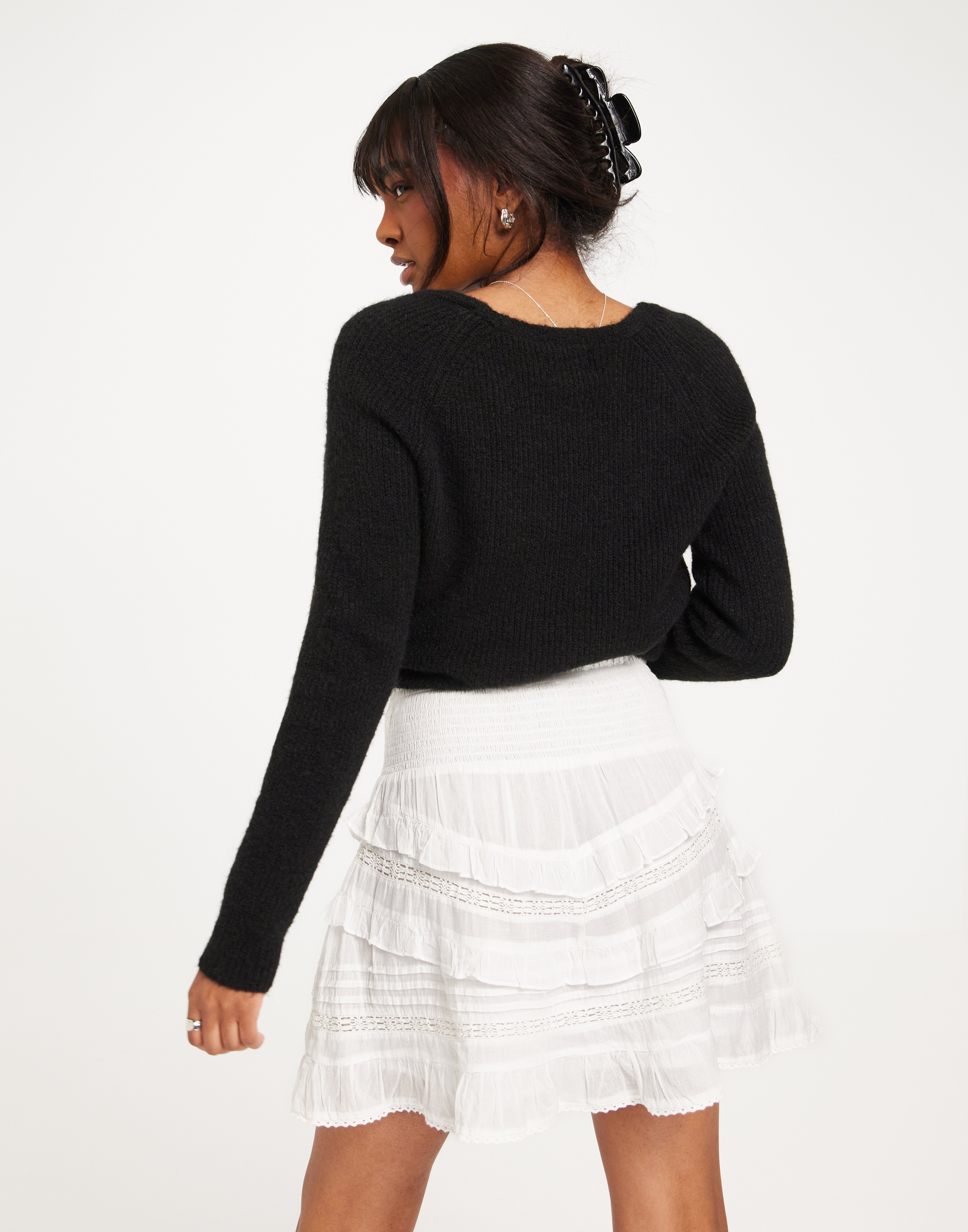 Black and white voile skirt hotsell