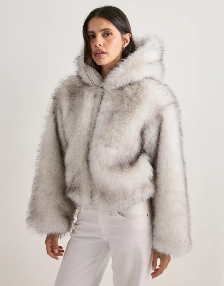 Nelly Faux Fur Hood Jacket jackor dam – bild 2