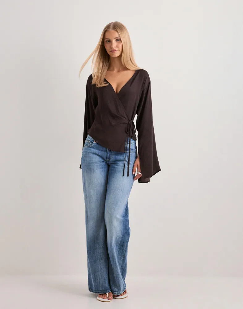Wrap Wide Sleeve Blouse