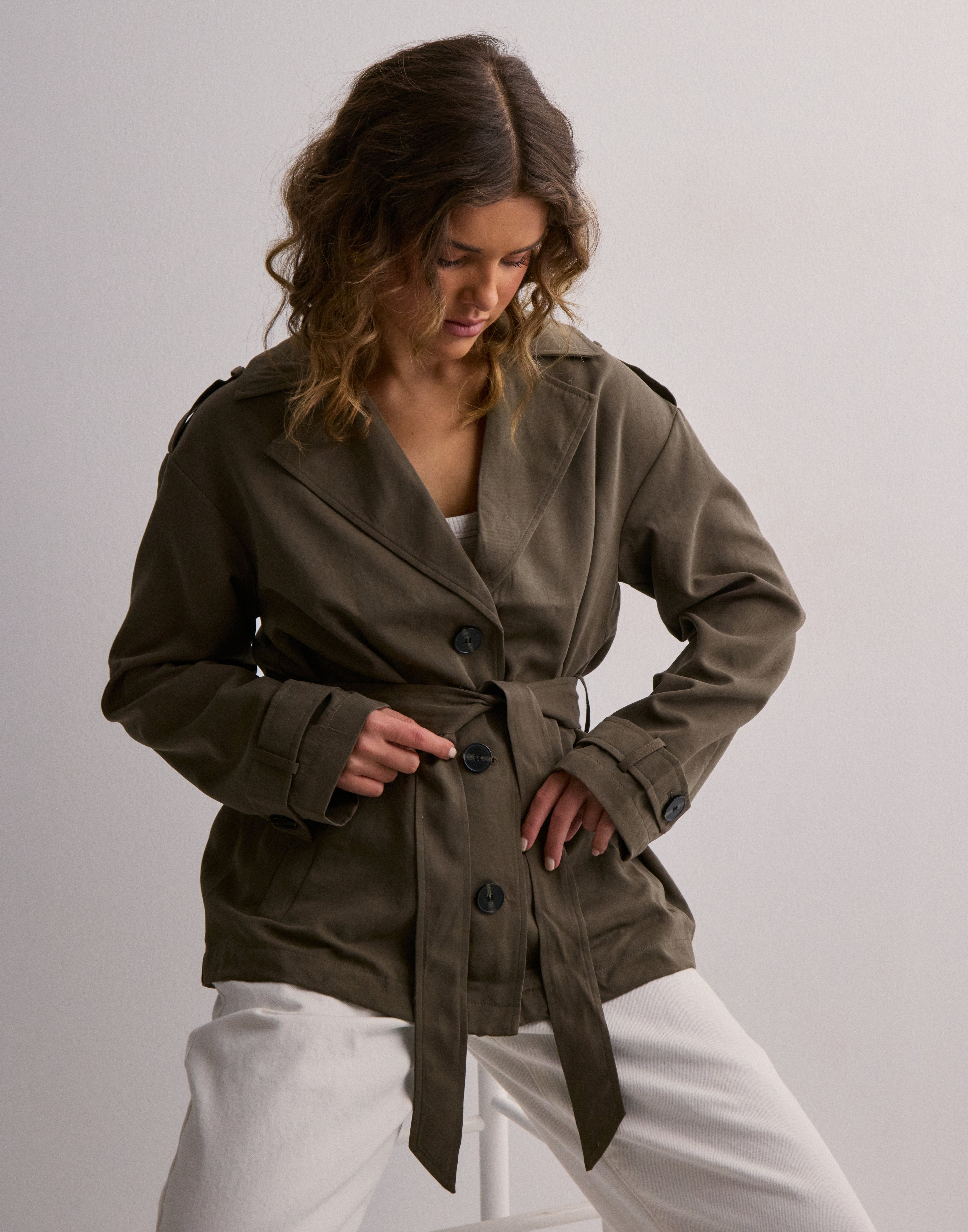 Buy Only ONLLINE SHORT TRENCHCOAT OTW - Walnut | Nelly.com